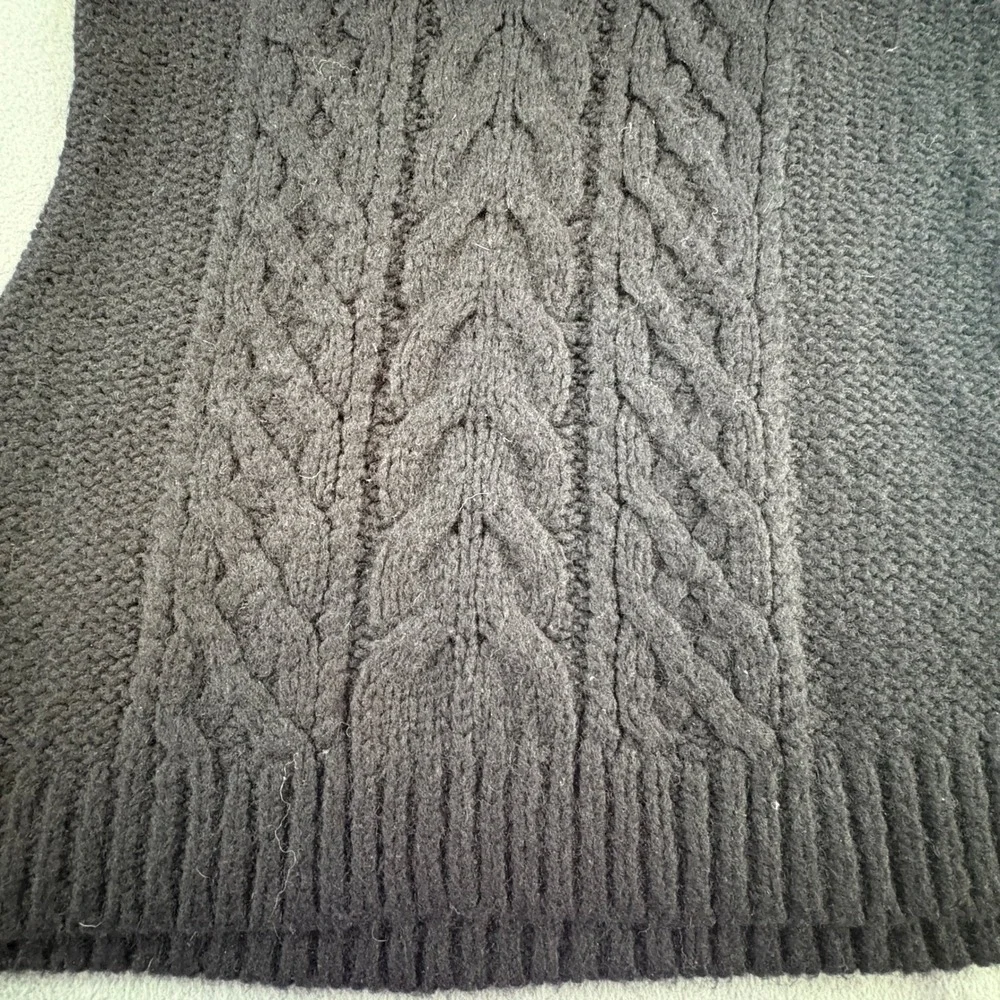 BCBGMAXAZRIA Womens Black Cable Knit‎ Shawl Collar Short Sleeve Sweater Large